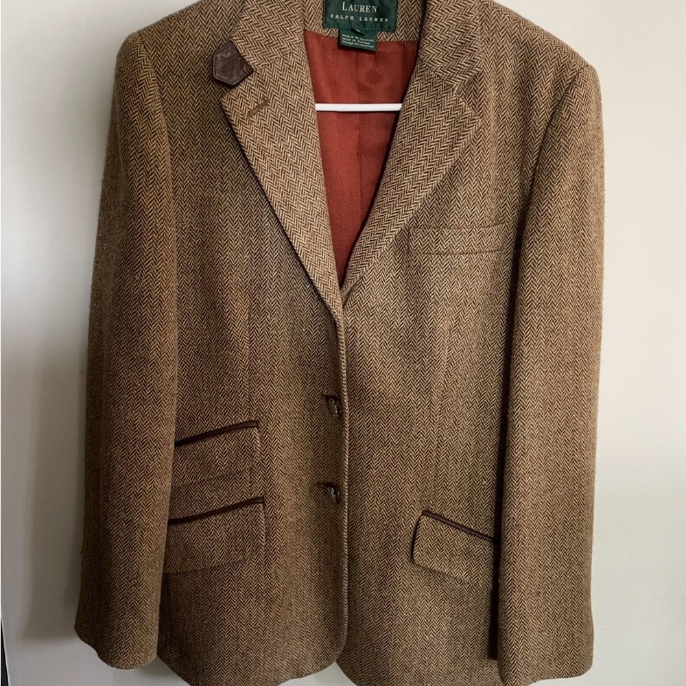 Vintage Ralph Lauren Tan Herringbone Blazer